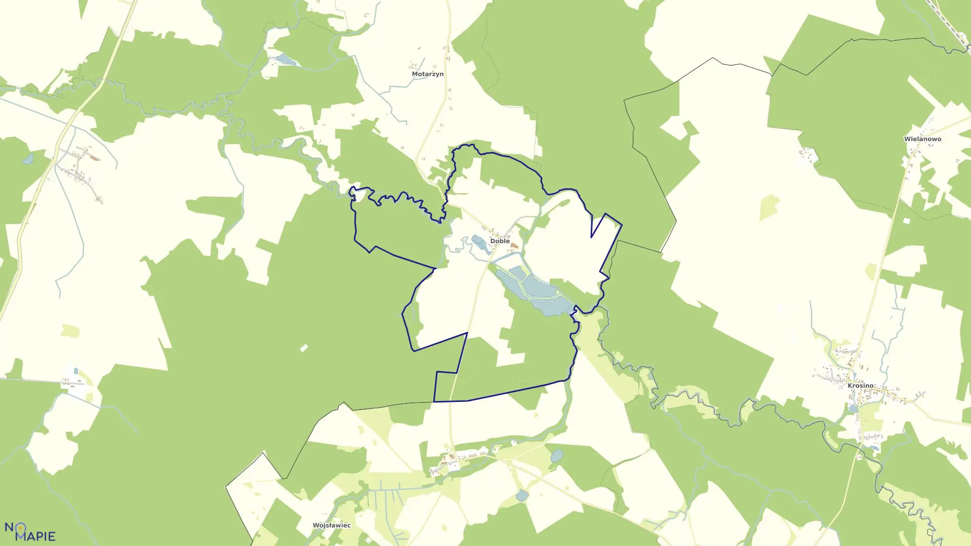 Mapa obrębu Doble w gminie Tychowo